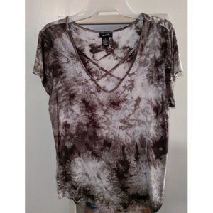 Sexy Tie-dyed v-neck criss cross top ~EUC~